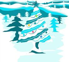 Illustration Vektor von das hell Blau Weiß Weihnachten Baum