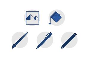 ritverktyg färg blå ikon tecken platt illustration vektor