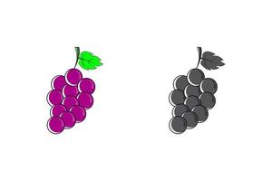 lila und schwarze Traubenfrucht-Symbolillustration auf weißem Hintergrund vektor