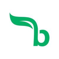 b första brev med grön blad logotyp vektor