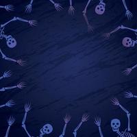 uppsättning skelett mot en mörk bakgrund halloween - vektor