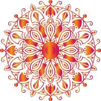 kreisförmig Mandala Design von Orange Rot Gradient Farbe. vektor