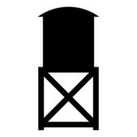 Wasser Turm erhöht industriell Konstruktion Panzer Symbol schwarz Farbe Vektor Illustration Bild eben Stil