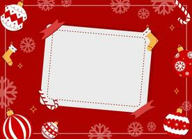 leer Weihnachten Rahmen mit Weihnachten Dekoration im rot Hintergrund, chris Gruß Karte, Banner, Kopieren Raum vektor