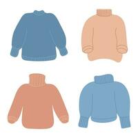 4 bunt einfach Pullover. Universal- Muster von warm Pullover, Pullover, Hoodies vektor