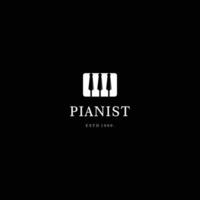 piano kombinera med slips logotyp design på svart bakgrund vektor