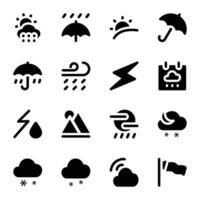 Pack von Wetter Fett gedruckt Glyphe Symbole vektor