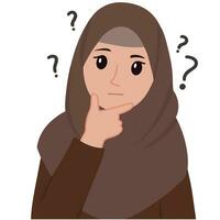 Vektor von Mädchen mit Hijab Denken Gesicht Illustration