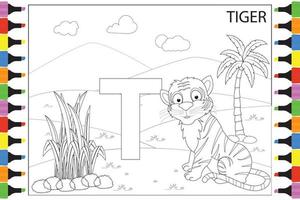 Färbung Tiger Tier Cartoon für Kinder vektor