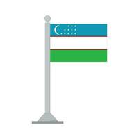 flagga av uzbekistan på flaggstång isolerat vektor
