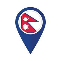 Flagge von Nepal Flagge auf Karte punktgenau Symbol isoliert Blau Farbe vektor