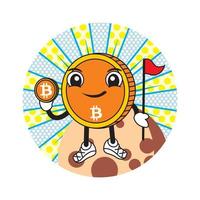 Bitcoin-Cartoon mit niedlicher Gesichtsausdruck-Vektorillustration vektor