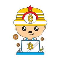 Bitcoin-Cartoon mit niedlicher Gesichtsausdruck-Vektorillustration vektor