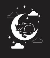 katt sovande i de måne ljus tecknad serie illustration vektor