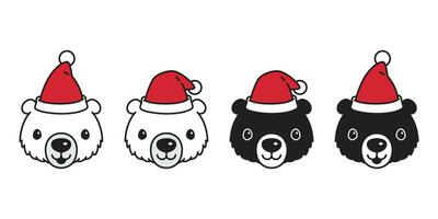 Bär Vektor Polar- Bär Weihnachten Santa claus Hut Symbol Karikatur Charakter Teddy Logo Illustration Symbol Gekritzel Design