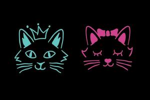 Illustration von zwei Katze Gesichter im ein einfach Stil vektor