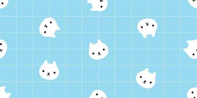 Katze nahtlos Muster Vektor Kätzchen Kopf Gesicht überprüft Karikatur Schal isoliert Fliese Hintergrund wiederholen Hintergrund Gekritzel Illustration Design