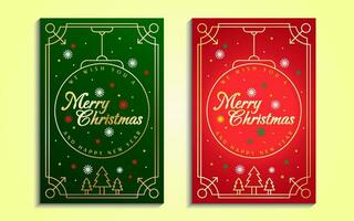 klassisk jul kort med gyllene ram och snöflingor prydnad vektor