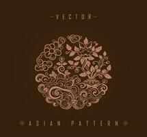 cirkulär blommig och scrollwork asiatisk mönster vektor