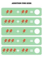 Zusatz Seite zum Kinder. lehrreich Mathematik Spiel zum Kinder mit Blatt. druckbar Arbeitsblatt Design. Lernen mathematisch. vektor