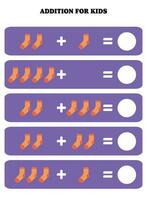 Zusatz Seite zum Kinder. lehrreich Mathematik Spiel zum Kinder mit Socke. druckbar Arbeitsblatt Design. Lernen mathematisch. vektor