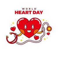 världshjärtans dag med rött hjärta vektor