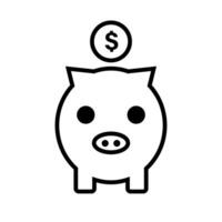 Dollar Münze und Schweinchen Bank Symbol. Vektor. vektor