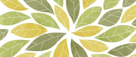 hand dragen abstrakt lövverk botanisk bakgrund vektor. grön vattenfärg textur tapet av tropisk växter, blad grenar, löv. lövverk design för baner, grafik, dekor, vägg konst, dekoration. vektor