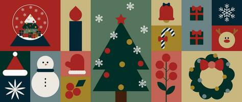 glad jul och Lycklig ny år mönster bakgrund vektor. dekorativ element av snöflinga, snögubbe, kristall boll, renar. design för baner, kort, omslag, affisch, advertising.wallpaper, förpackning. vektor