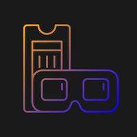 Vintage 3D-Kinobrillen-Gradienten-Vektorsymbol für dunkles Thema vektor