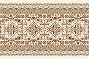 Blumen- Kreuz Stich Stickerei auf Weiß hintergrund.geometrisch ethnisch orientalisch Muster traditionell.aztekisch Stil abstrakt Vektor illustration.design zum Textur, Stoff, Kleidung, Verpackung, Dekoration, Sarong.