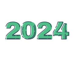 Lycklig ny år 2024 abstrakt grön och blå grafisk design vektor logotyp symbol illustration
