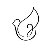 fliegende Taube-Logo. handgezeichnete Kalligraphie Taube Vogel vektor