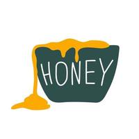 vektor skandinavisk bi honung på tallrik med text honung