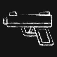 ikon hand pistol. militär element. ikoner i krita stil. Bra för grafik, affischer, logotyp, infografik, etc. vektor