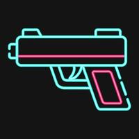 ikon hand pistol. militär element. ikoner i neon stil. Bra för grafik, affischer, logotyp, infografik, etc. vektor