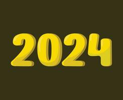 2024 Lycklig ny år abstrakt gul grafisk design vektor logotyp symbol illustration med brun bakgrund