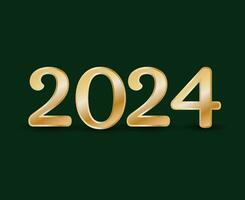 2024 Lycklig ny år abstrakt guld grafisk design vektor logotyp symbol illustration med grön bakgrund