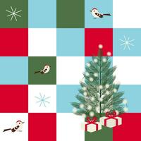 Weihnachten und Neu Jahr Urlaub Decke Vektor nahtlos Hintergrund, Patchwork Muster mit Noel Baum, Beleuchtung, Geschenke, Schneeflocken und Vögel.