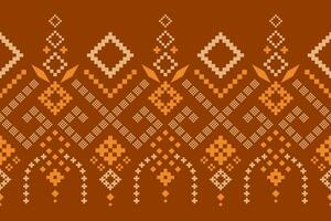 Orange Jahrgänge Kreuz Stich traditionell ethnisch Muster Paisley Blume Ikat Hintergrund abstrakt aztekisch afrikanisch indonesisch indisch nahtlos Muster zum Stoff drucken Stoff Kleid Teppich Vorhänge und Sarong vektor