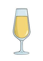 glas fylld med champagne. tecknad serie. vektor illustration