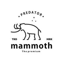 Vintage Retro-Hipster-Mammut-Logo-Vektor-Gliederung Monoline-Kunst-Ikone vektor