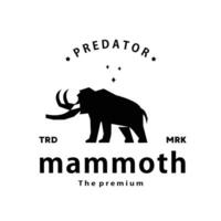 årgång retro hipster mammut logotyp vektor silhuett konst ikon