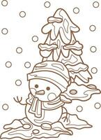 Winter Schneemann Weihnachten Karikatur Urlaub Färbung Aktivität zum Kinder und Erwachsene vektor