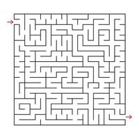 abstraktes quadratisches Labyrinth mit schwarzem Strich. ein interessantes Spiel für Kinder und Erwachsene. einfache flache Vektorillustration lokalisiert auf weißem Hintergrund. vektor