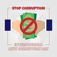 International Anti Korruption Tag Poster mit halt Bestechung vektor