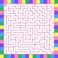 abstrakte farbige komplexe quadratische isolierte Labyrinth. rosa auf weißem Hintergrund. ein interessantes Spiel für Kinder. mit ungewöhnlichem Rahmen. einfache flache vektorillustration. vektor