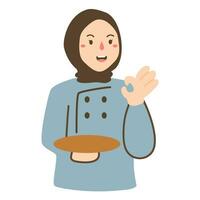 Muslim Frauen Koch Maskottchen Logo vektor