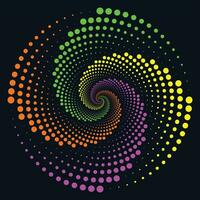 Mehrfarbig gepunktet Spiral- Wirbel Kreis Vektor Mandala Illustration
