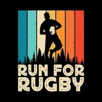 Lauf zum Rugby komisch Rugby Spieler Trainer Jahrgang Rugby Spieler T-Shirt Design vektor